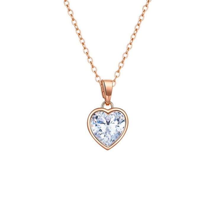 Heart Necklace Elegant Shining Beautiful Exquisite Delicate Daily Wear Copper Zircon Heart Pendant Clavicle Chain Dating Image 1