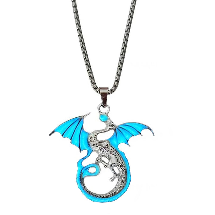 Men Necklace Flame Dragon Pendant Luminous Personality Oil Drop Process Neck Ornament Accessory Men Party Pendant Image 2