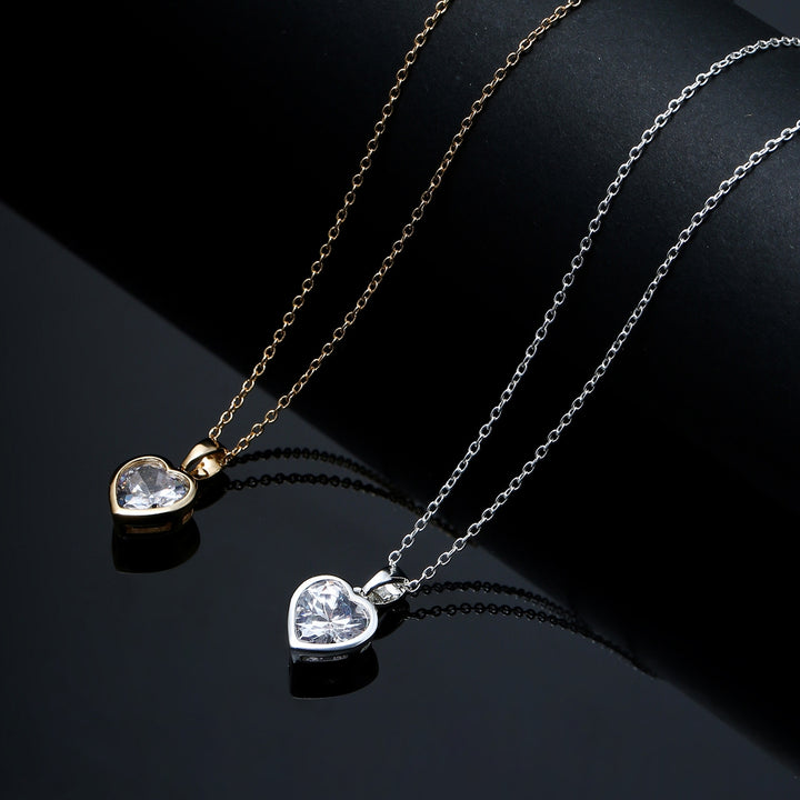 Heart Necklace Elegant Shining Beautiful Exquisite Delicate Daily Wear Copper Zircon Heart Pendant Clavicle Chain Dating Image 9