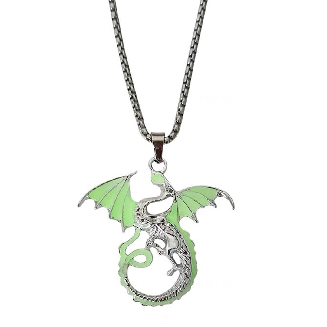 Men Necklace Flame Dragon Pendant Luminous Personality Oil Drop Process Neck Ornament Accessory Men Party Pendant Image 3