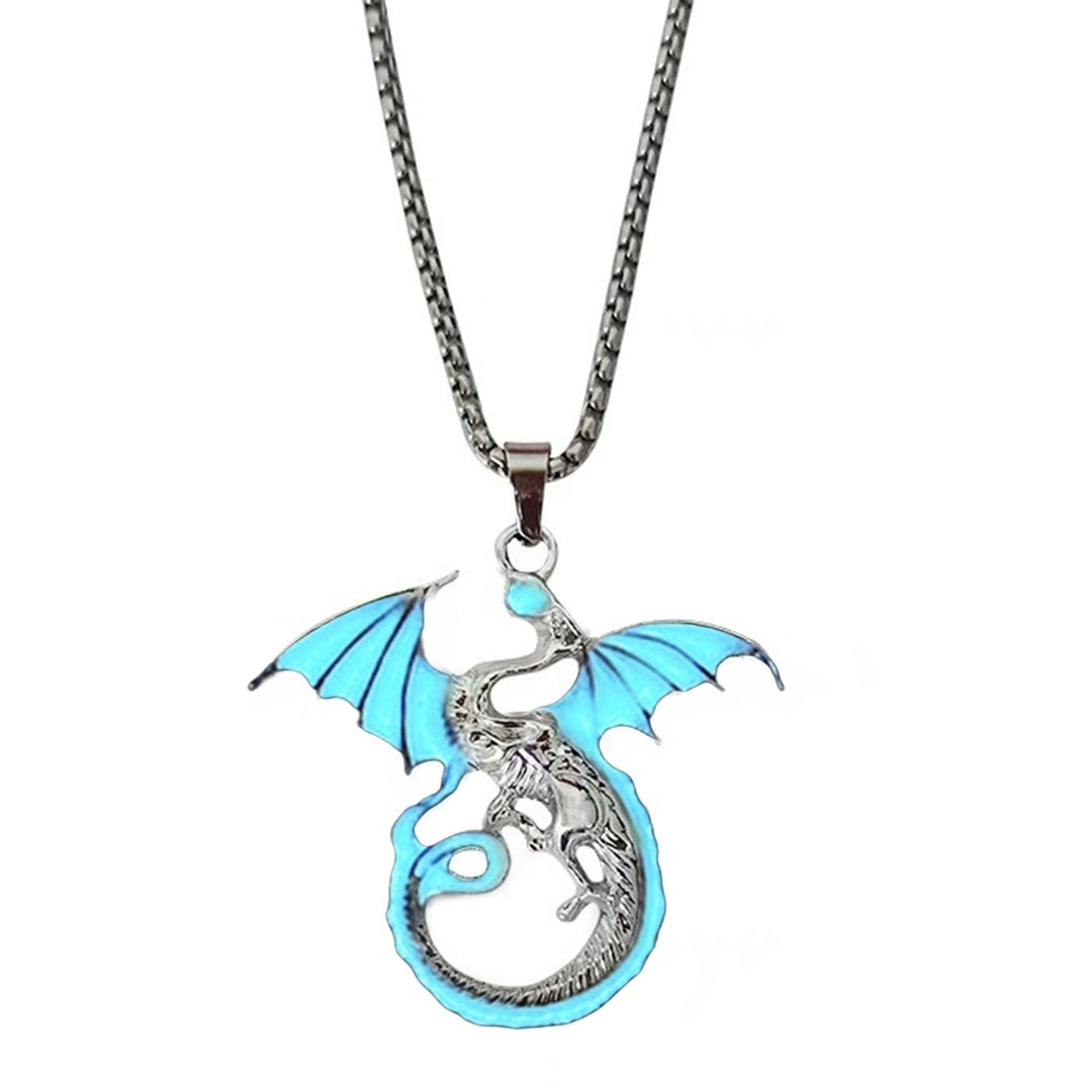 Men Necklace Flame Dragon Pendant Luminous Personality Oil Drop Process Neck Ornament Accessory Men Party Pendant Image 4