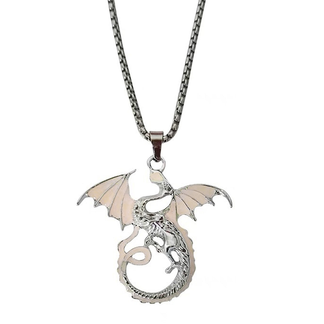 Men Necklace Flame Dragon Pendant Luminous Personality Oil Drop Process Neck Ornament Accessory Men Party Pendant Image 4