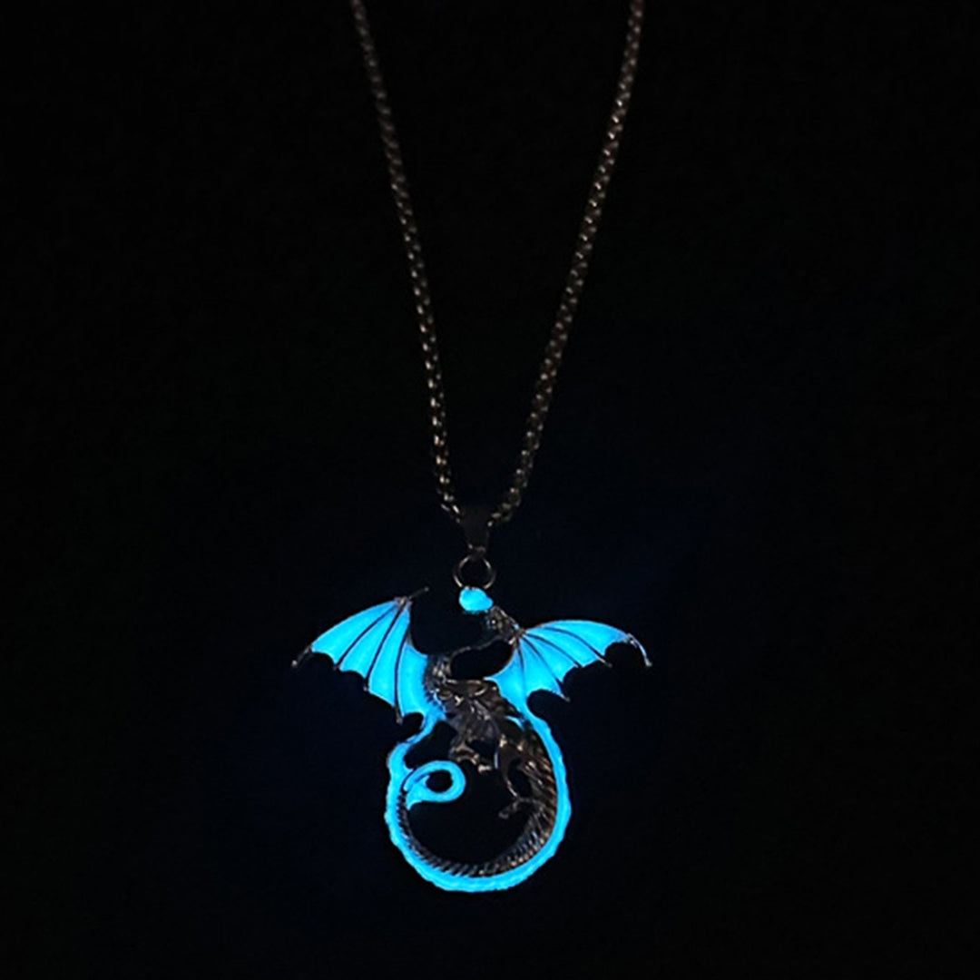 Men Necklace Flame Dragon Pendant Luminous Personality Oil Drop Process Neck Ornament Accessory Men Party Pendant Image 11