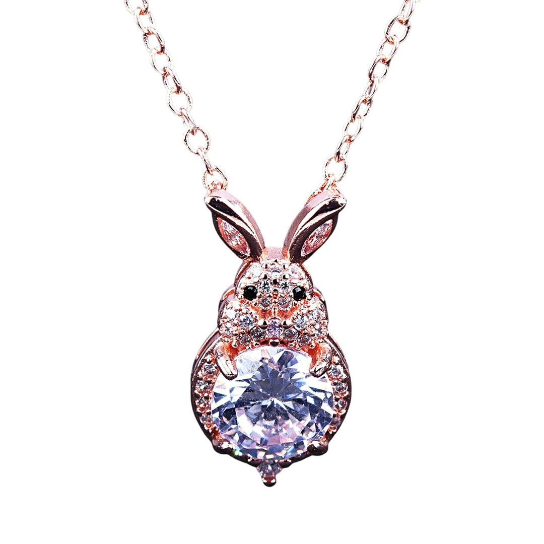 Fashion Necklace Fine Workmanship Elegant Beautiful Exquisite Delicate Decoration Copper Rabbit Rhinestone Women Image 2