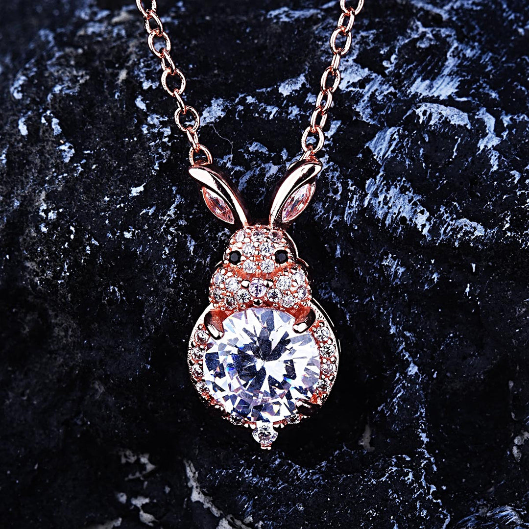 Fashion Necklace Fine Workmanship Elegant Beautiful Exquisite Delicate Decoration Copper Rabbit Rhinestone Women Image 7