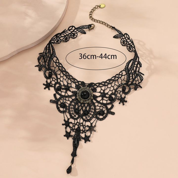 Pendant Necklace Adjustable Chain Delicate All Match Retro Daily Wear Lace Crochet Dark Style Choker Necklace Jewelry Image 6