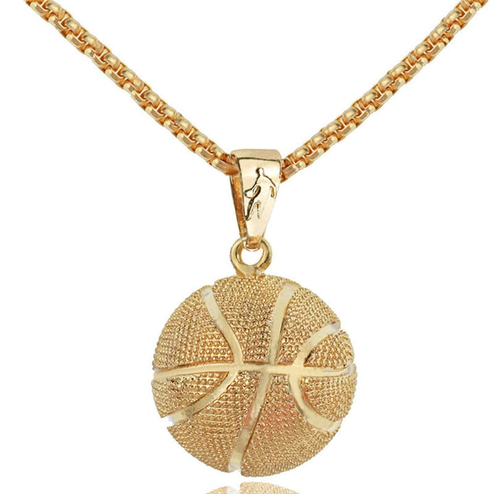 Men Necklace Geometric Round Hollow Ball Memorial Electroplating Dress Up Stainless Steel Male Basketball Pendant Image 3