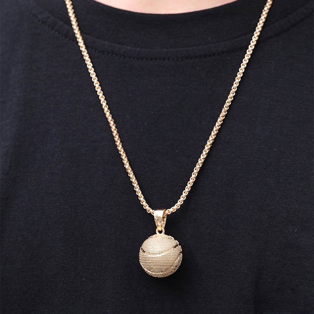 Men Necklace Geometric Round Hollow Ball Memorial Electroplating Dress Up Stainless Steel Male Basketball Pendant Image 9