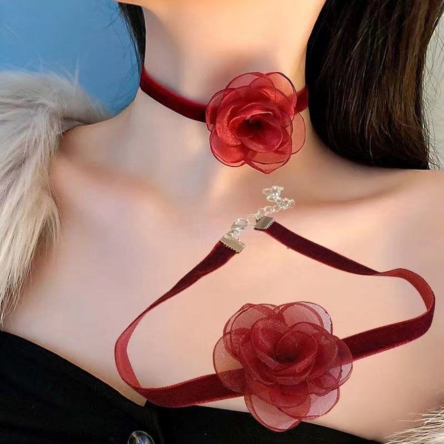 Ribbon Choker Adjustable Lobster Necklace for Women Image 1