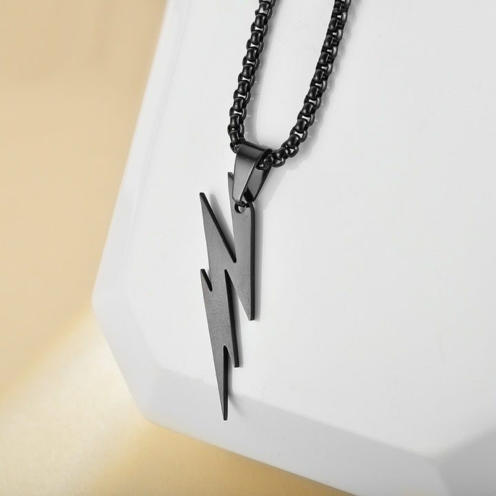 Men Pendant Necklace Unisex Chain Solid Color Thunder Flash Shape Neck Decoration Hip Hop Style Geometric Men Necklace Image 7