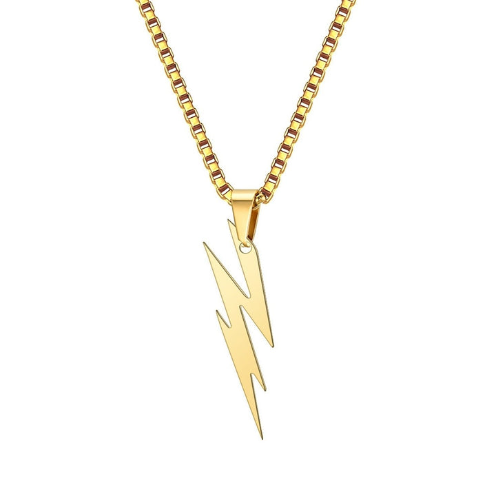 Men Pendant Necklace Unisex Chain Solid Color Thunder Flash Shape Neck Decoration Hip Hop Style Geometric Men Necklace Image 1