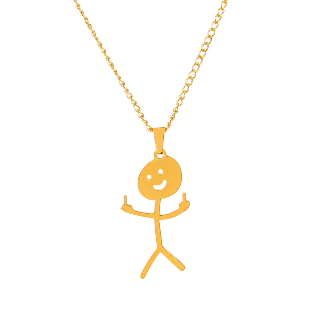 Adults Necklace Smiling Face Middle Finger Hip Hop Stainless Steel Funny Doodle Pendant Necklace Fashion Jewelry Image 4