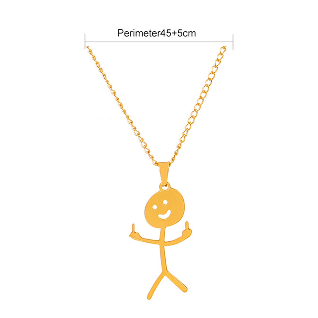 Adults Necklace Smiling Face Middle Finger Hip Hop Stainless Steel Funny Doodle Pendant Necklace Fashion Jewelry Image 6