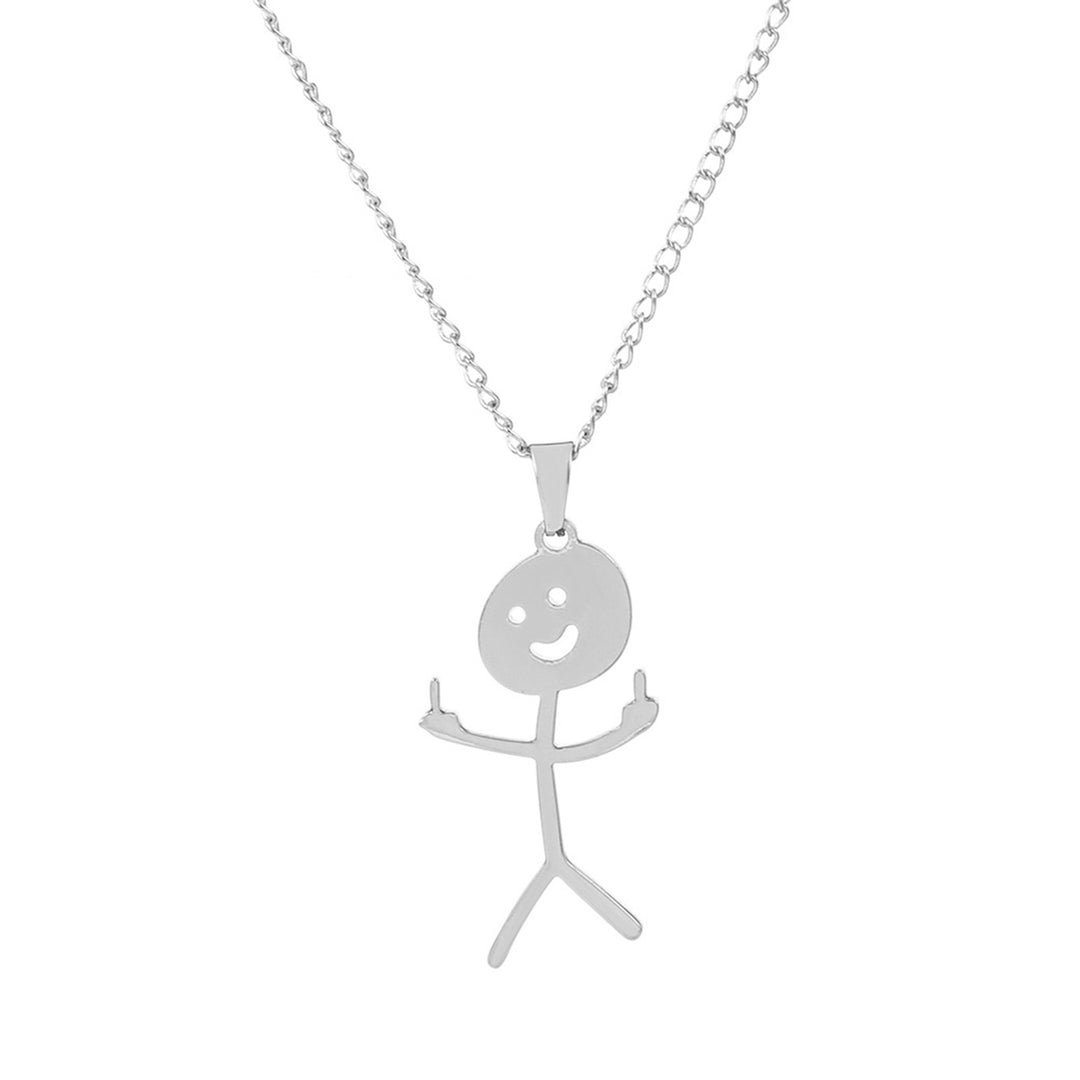 Adults Necklace Smiling Face Middle Finger Hip Hop Stainless Steel Funny Doodle Pendant Necklace Fashion Jewelry Image 10