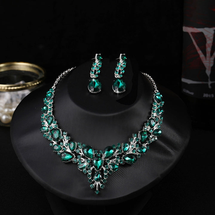 1 Set Wedding Earrings Extension Chain Faux Crystal Rhinestone Inlaid Dress Up Glitter Dinner Women Jewelry Necklace Image 11