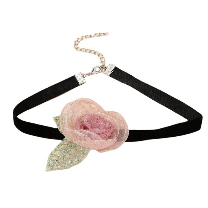 Sheer Flower Women Choker Retro Elegant Black Strap Green Leaves Adjustable Ladies Collar Necklace Party Supplies Image 3