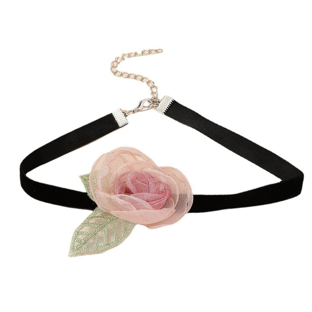 Sheer Flower Women Choker Retro Elegant Black Strap Green Leaves Adjustable Ladies Collar Necklace Party Supplies Image 1