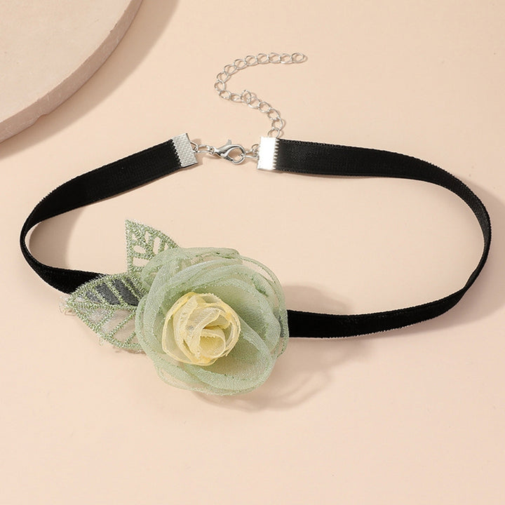 Sheer Flower Women Choker Retro Elegant Black Strap Green Leaves Adjustable Ladies Collar Necklace Party Supplies Image 6