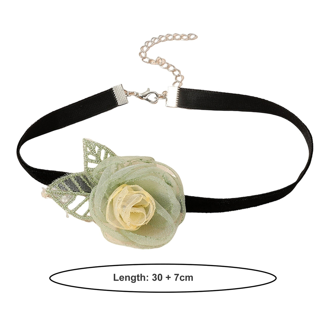 Sheer Flower Women Choker Retro Elegant Black Strap Green Leaves Adjustable Ladies Collar Necklace Party Supplies Image 8