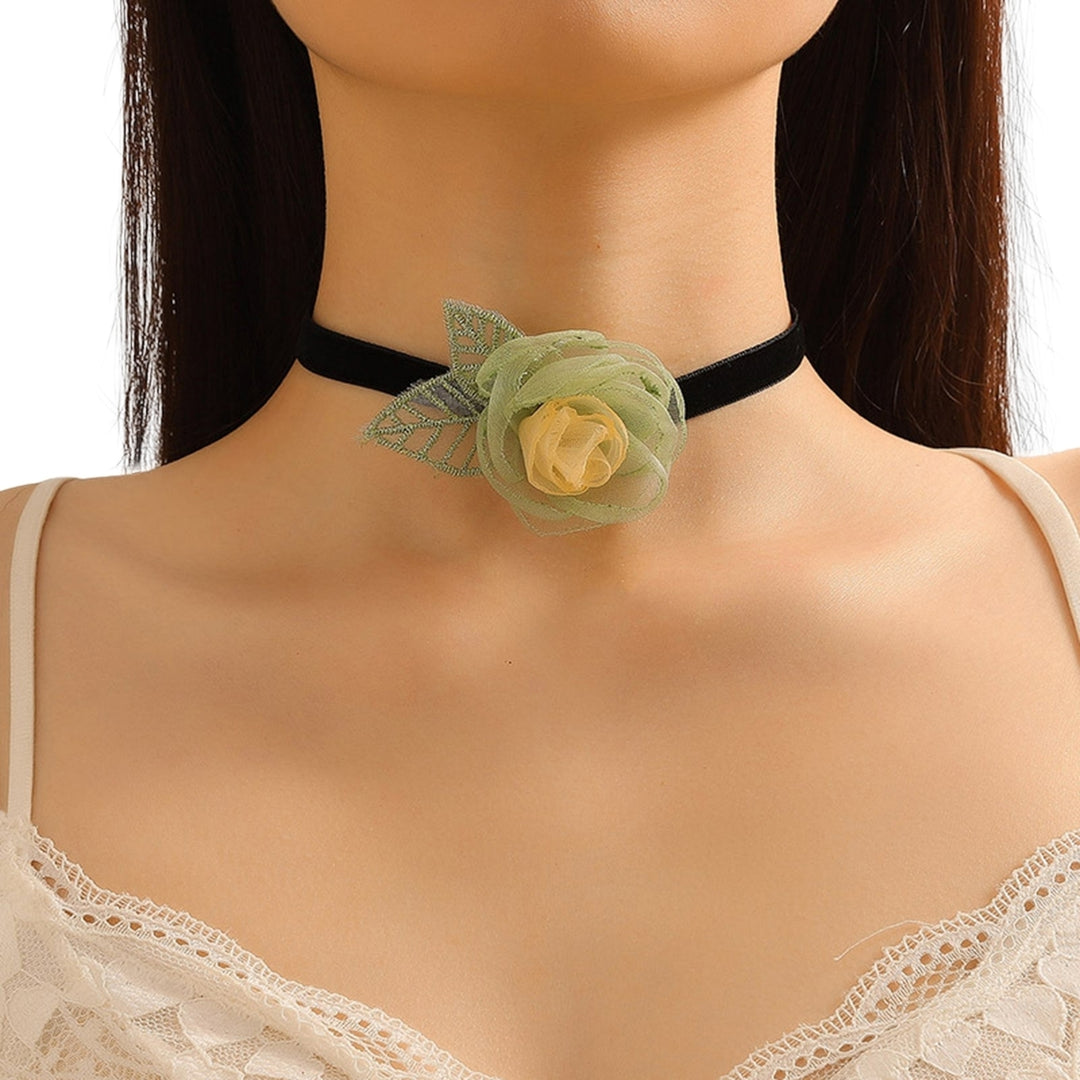 Sheer Flower Women Choker Retro Elegant Black Strap Green Leaves Adjustable Ladies Collar Necklace Party Supplies Image 10