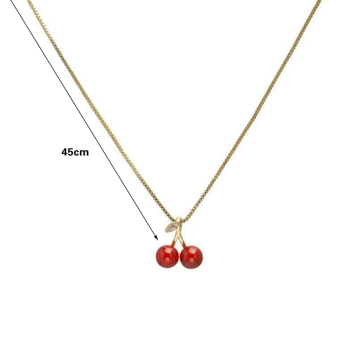 Women Necklace Elegant Golden Slim Chain Dainty Lightweight Gift Hypoallergenic Red Cherries Pendant Necklace Fashion Image 6