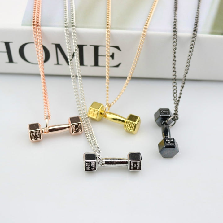 Fitness Dumbbell Necklace Mens Necklace Female Personality Barbell Accessories Minimalistic All-match Necklace Image 1