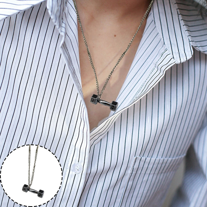 Fitness Dumbbell Necklace Mens Necklace Female Personality Barbell Accessories Minimalistic All-match Necklace Image 10