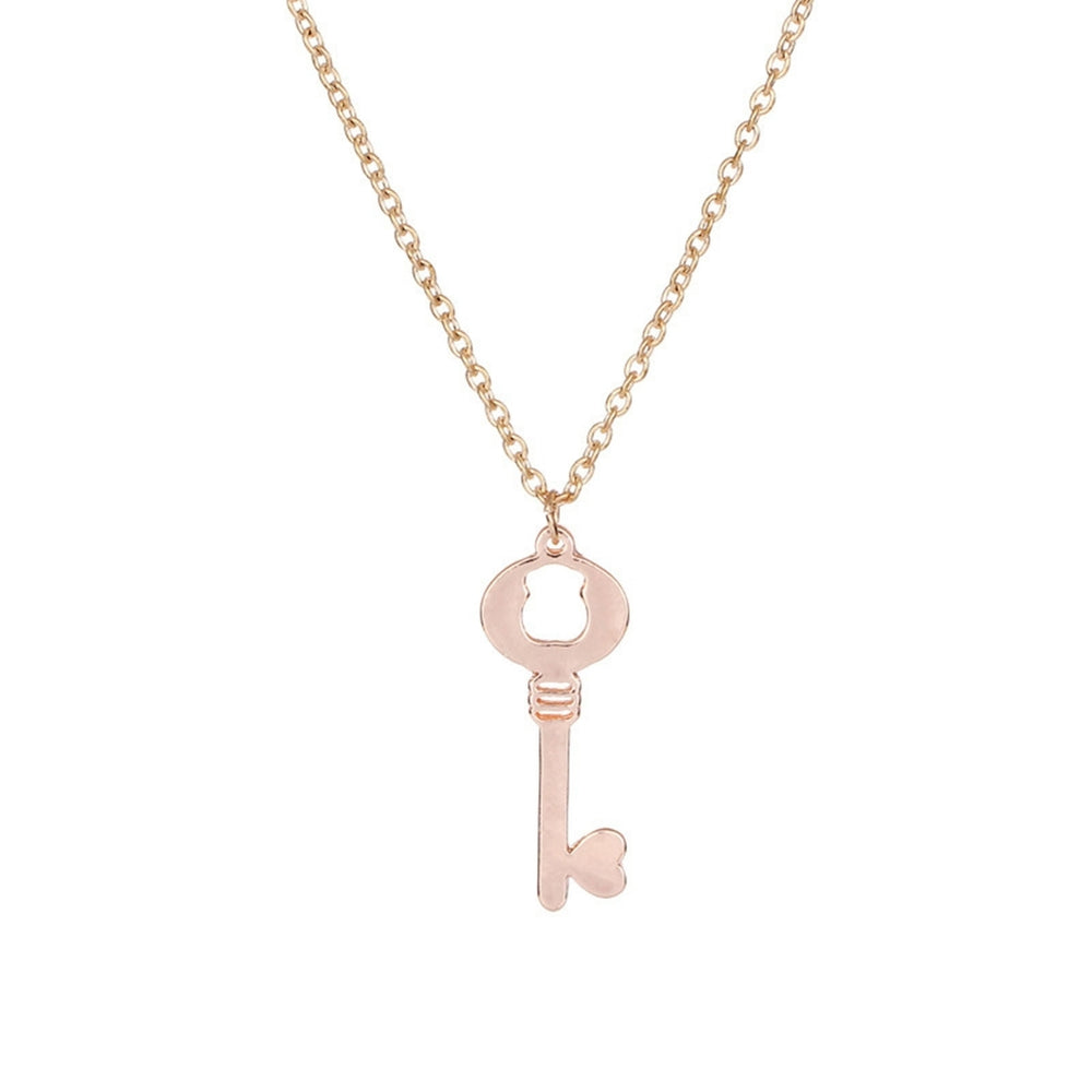 Women Necklace Key Pendant Necklace Solid Color Hollow Out Colorfast Stainless Chain Neck Decoration Jewelry Lady Image 2