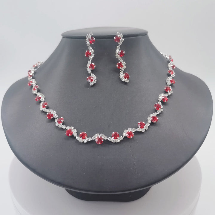 1 Set Earrings Necklace Set Geometric Rhinestones Jewelry Shiny Plated Bridal Jewelry Set for Prom Image 7