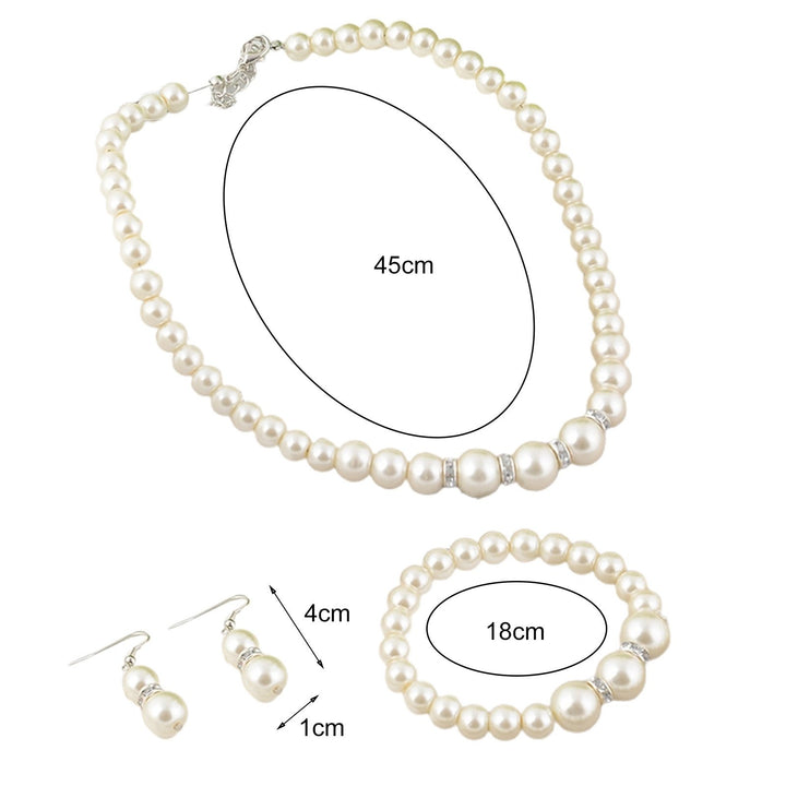 1 Set Wedding Jewelry Set Exquisite Inlaid Artistic Faux Pearl Necklace Earring Bracelet for Banquet Image 6