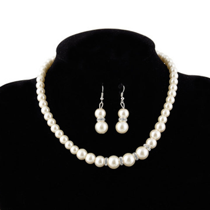 1 Set Wedding Jewelry Set Exquisite Inlaid Artistic Faux Pearl Necklace Earring Bracelet for Banquet Image 10