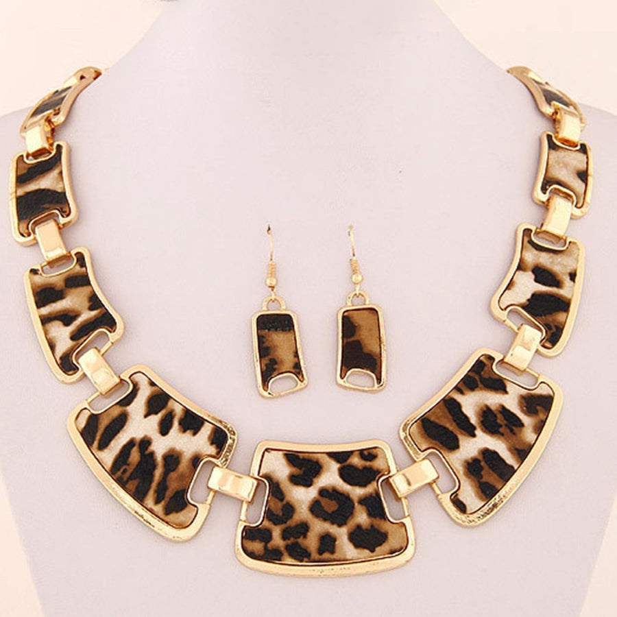 1 Set Statement Necklace Exaggerated Big Luxury Elegant Retro Leopard Women Hook Earrings Kit Fashion Jewelry Image 1