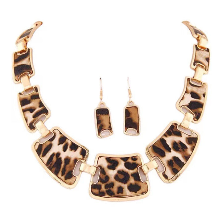 1 Set Statement Necklace Exaggerated Big Luxury Elegant Retro Leopard Women Hook Earrings Kit Fashion Jewelry Image 8