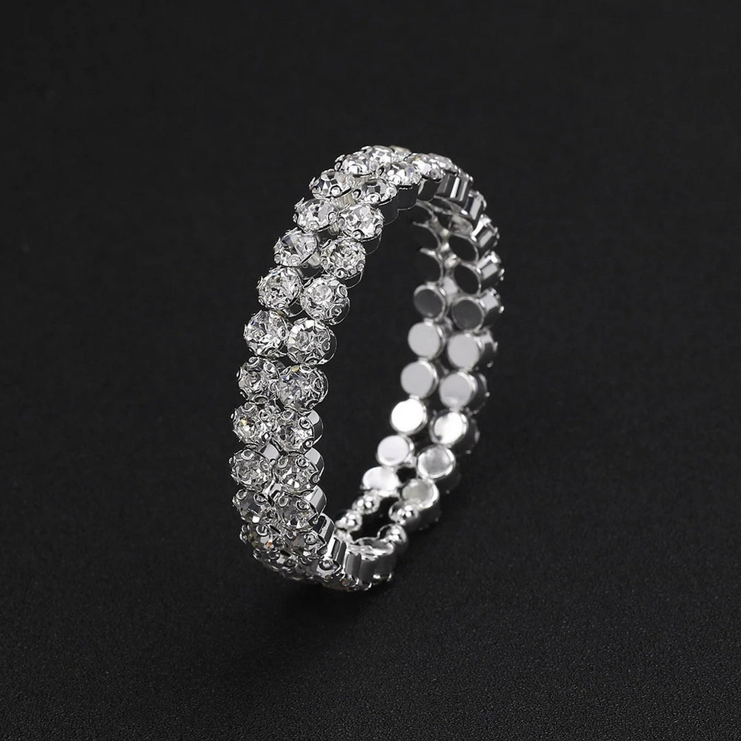 1 Set Elegant Rhinestone Jewelry Set for Women Alloy Faux Crystal Choker Necklace Earrings Bracelet Ideal for Bridal Image 3