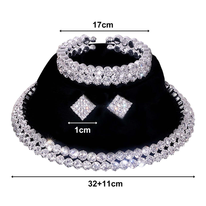 1 Set Elegant Rhinestone Jewelry Set for Women Alloy Faux Crystal Choker Necklace Earrings Bracelet Ideal for Bridal Image 6