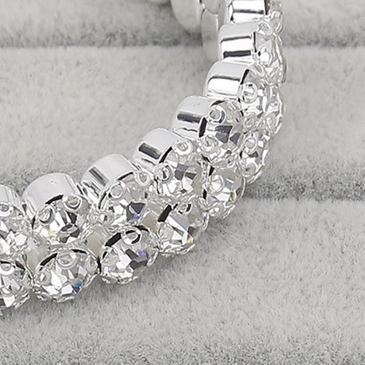 1 Set Elegant Rhinestone Jewelry Set for Women Alloy Faux Crystal Choker Necklace Earrings Bracelet Ideal for Bridal Image 8