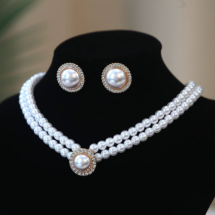 1 Set Bride Necklace Earrings Ring Wedding Jewelry Image 12