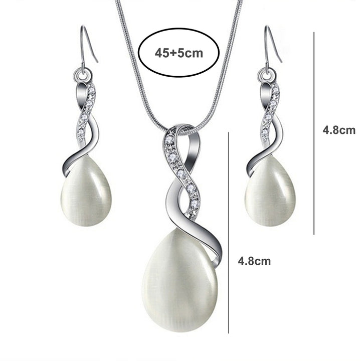 1 Set Bride Necklace Earrings Wedding Jewelry Gift Image 8