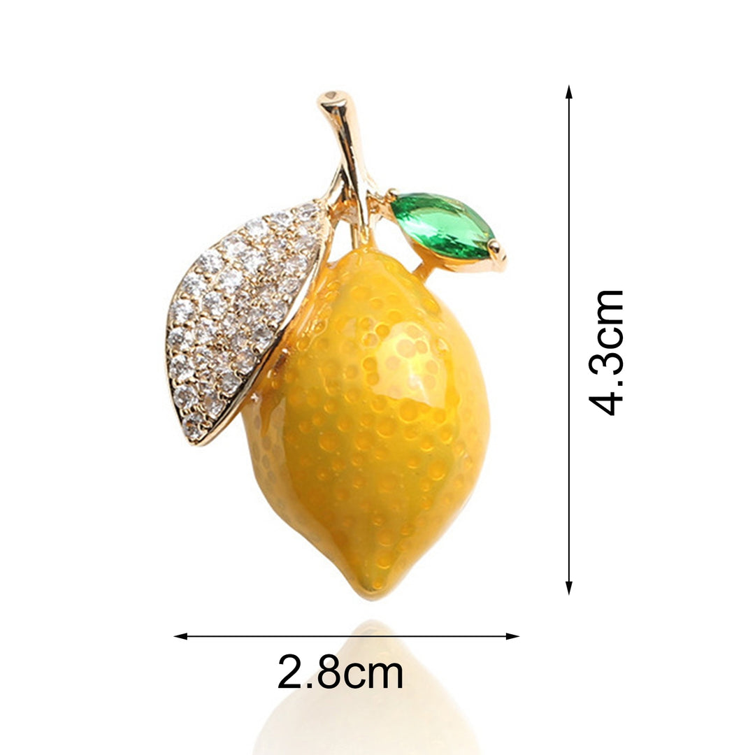 Brooch Pin Lemon Rhinestones Yellow Bright Luster Dripping Oil Brooch Clothes Decor Image 6