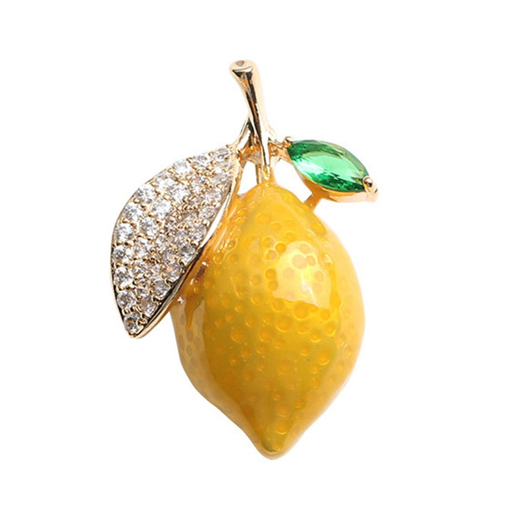 Brooch Pin Lemon Rhinestones Yellow Bright Luster Dripping Oil Brooch Clothes Decor Image 7