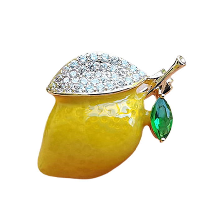 Brooch Pin Lemon Rhinestones Yellow Bright Luster Dripping Oil Brooch Clothes Decor Image 8