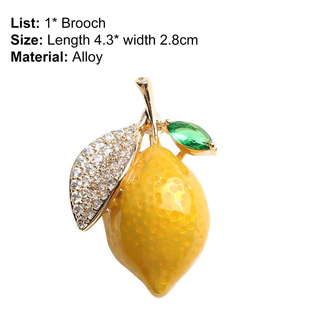 Brooch Pin Lemon Rhinestones Yellow Bright Luster Dripping Oil Brooch Clothes Decor Image 11