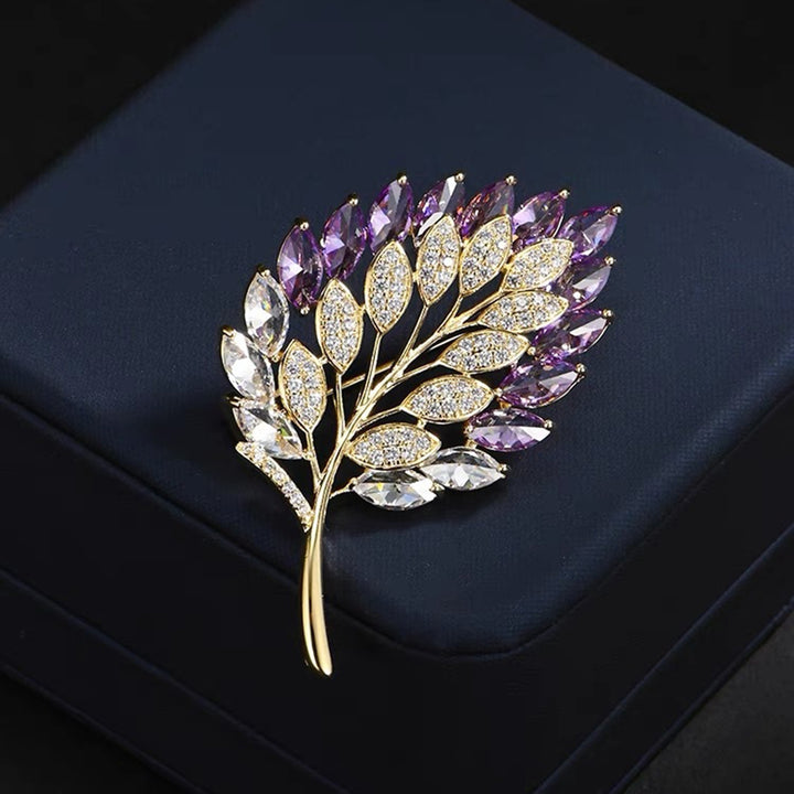 Brooch Grace Elegant Rhinestones Hollow-out Leaf Brooch Pin Clothes Accessories Image 3