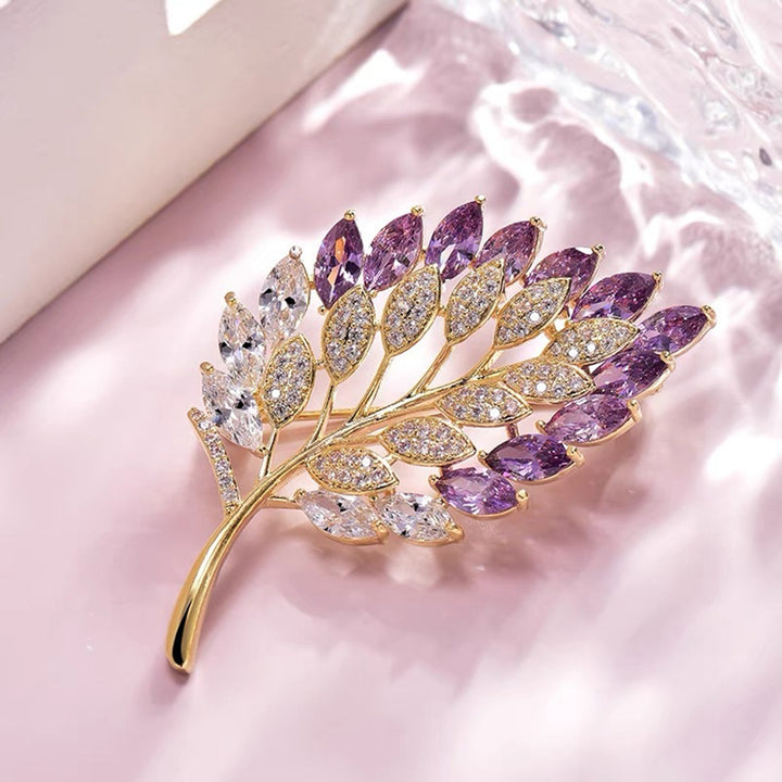 Brooch Grace Elegant Rhinestones Hollow-out Leaf Brooch Pin Clothes Accessories Image 4