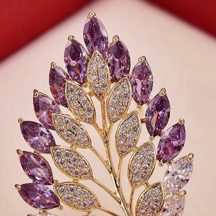 Brooch Grace Elegant Rhinestones Hollow-out Leaf Brooch Pin Clothes Accessories Image 7