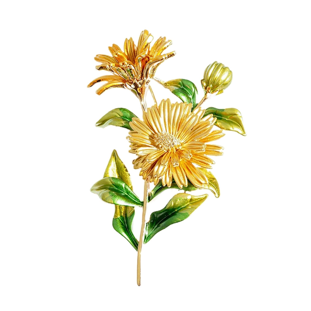 Brooch Pin Chrysanthemum Bouquet Painted Jewelry Plated Long Lasting Brooch Clothes Decor Image 2