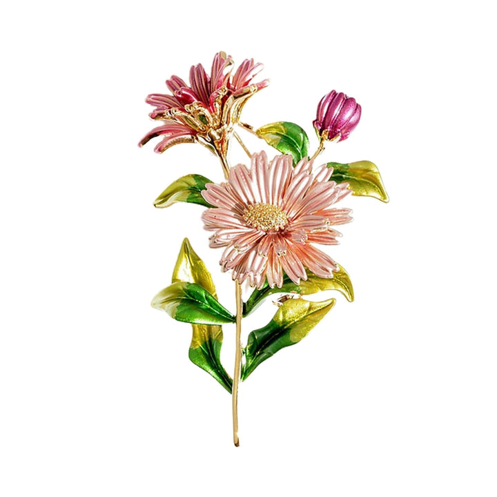 Brooch Pin Chrysanthemum Bouquet Painted Jewelry Plated Long Lasting Brooch Clothes Decor Image 4