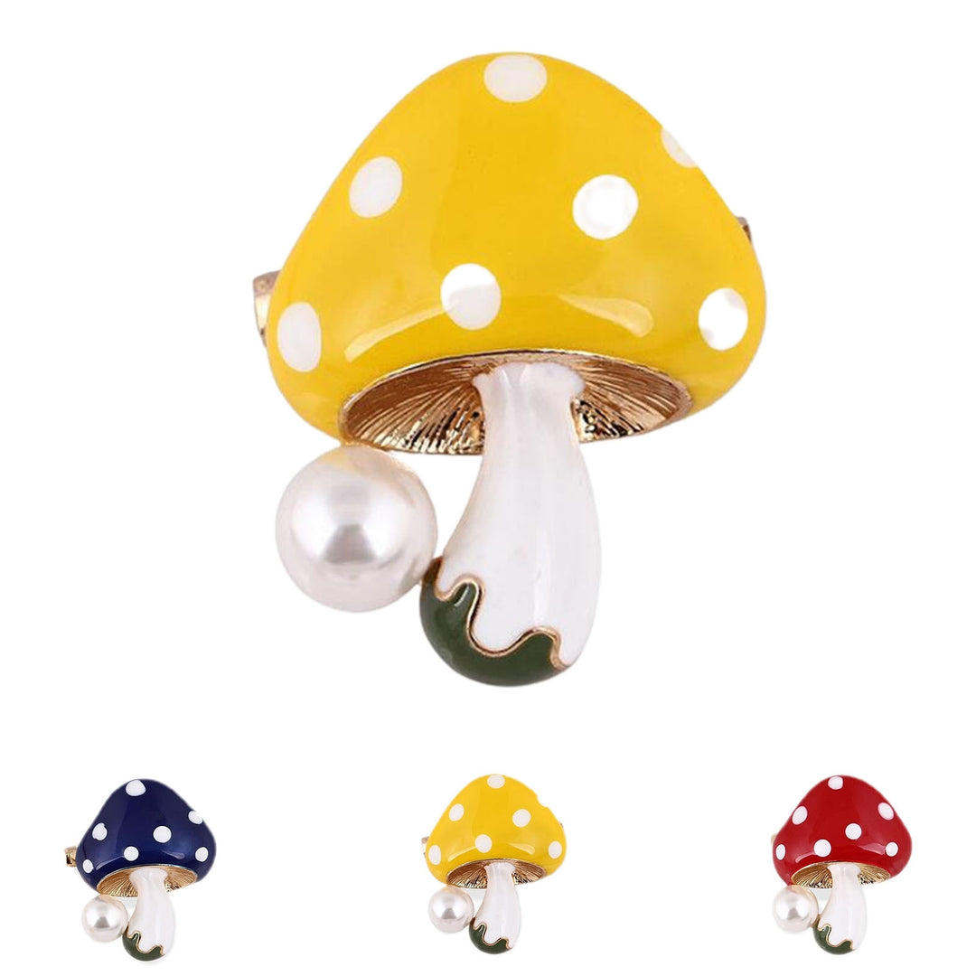 Unisex Brooch Pin Mushroom Faux Pearl Jewelry Plant Appearance Electroplating Badge Clothes Decor Image 8