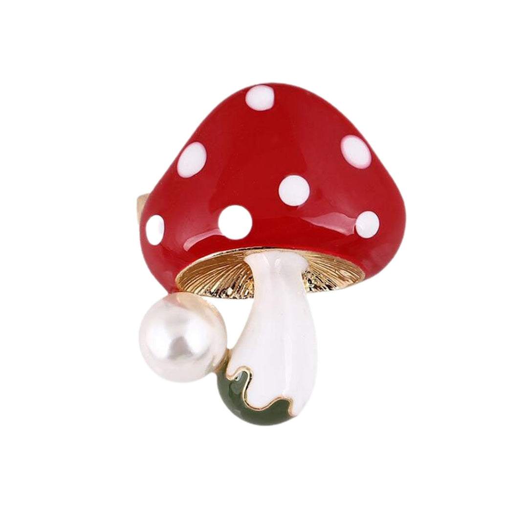 Unisex Brooch Pin Mushroom Faux Pearl Jewelry Plant Appearance Electroplating Badge Clothes Decor Image 10