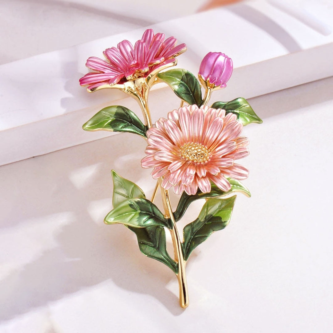 Brooch Pin Chrysanthemum Bouquet Painted Jewelry Plated Long Lasting Brooch Clothes Decor Image 8